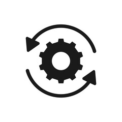 Recovery gear. Workflow, productivity, optimization icon flat style isolated on white background. Vector illustration
