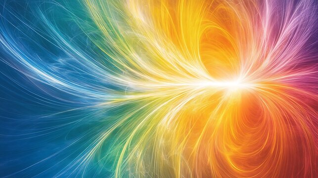 Detailed illustration of magnetic field lines emanating from positive and negative poles in a colorful gradient