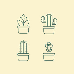 plant decor line set icon design vector