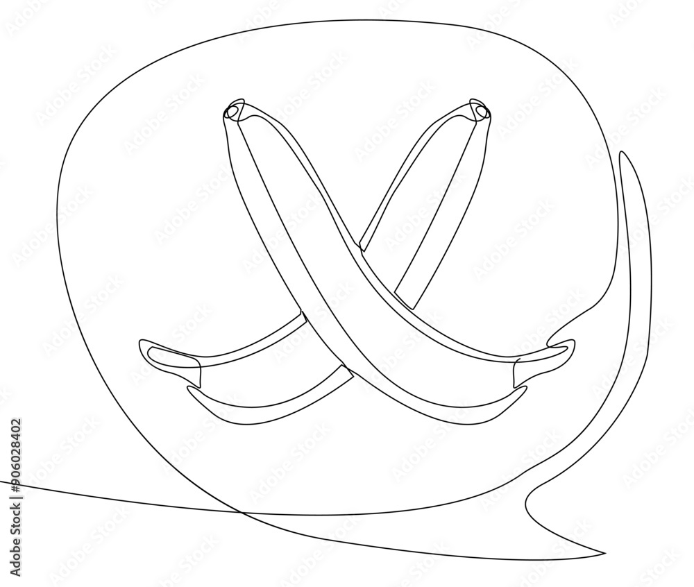 Poster one continuous line of speech bubble with banana. thin line illustration vector concept. contour dra