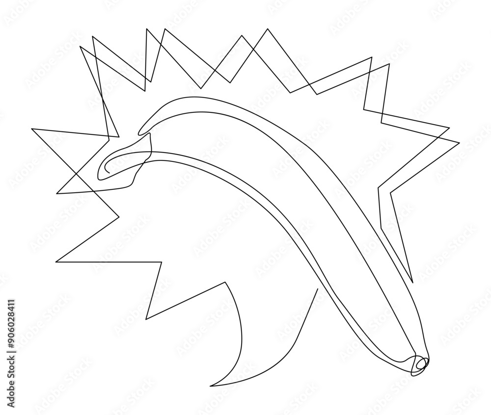 Poster one continuous line of speech bubble with banana. thin line illustration vector concept. contour dra