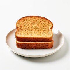 Two slices of toasted bread on a white plate