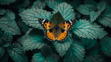 Butterfly on Green Leaves