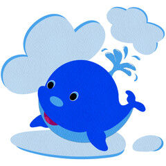 Whale With Cloud cartoon 