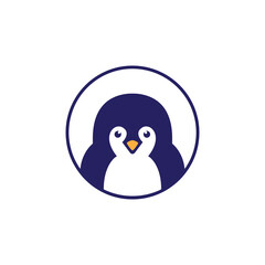 cute penguin flat mascot logo design vector