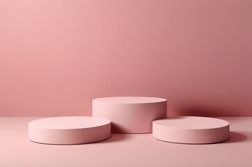 Pink Podiums on Pink Background for Product Display. Made with Generative AI Technology