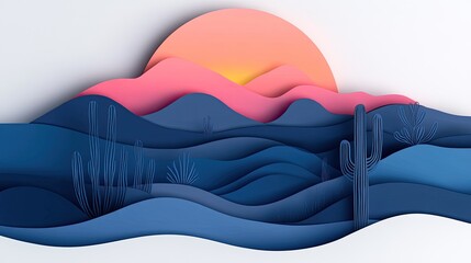 Sunset Over Majestic Mountain Range with Colorful Sky