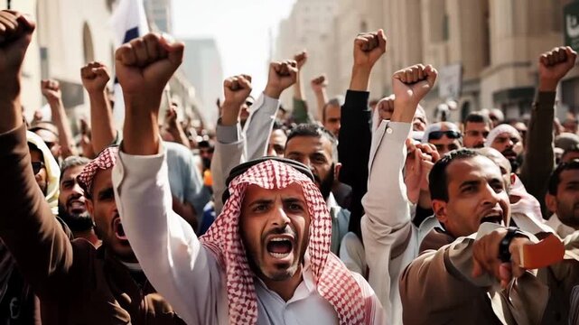 People protesting on a street