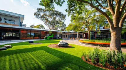 The incorporation of outdoor learning spaces and gardens within school building campuses