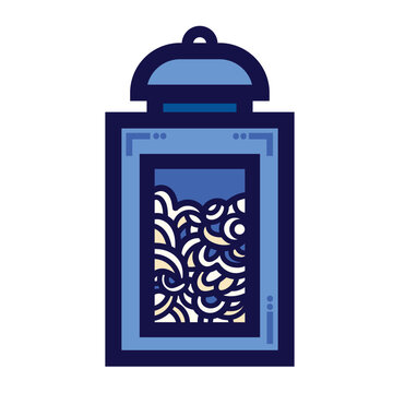 recommend clip art: Indonesian styled blue crackers container or kaleng kerupuk putih warung colorful icon illustration isolated on square white background. Simple flat outlined cartoon art styled drawing.