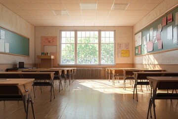 Empty School Classroom Interior created with Generative AI