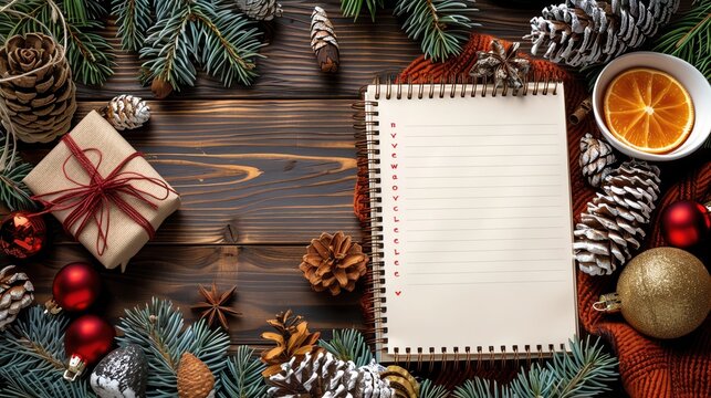 New Year's resolution list with a festive background and motivational elements