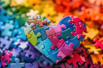 A Colorful Heart Shaped Puzzle Piece Arrangement