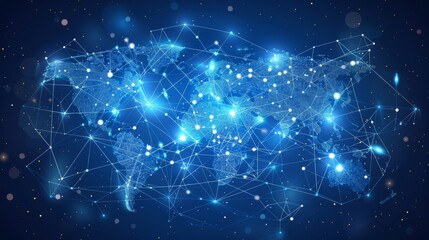 Digital World Map with Connections