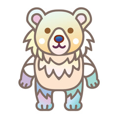 Fototapeta premium Cartoon Illustration of a Colorful Bear with Blue Eyes