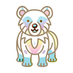 Obraz premium Cartoon Illustration of a White Bear with Rainbow Colors