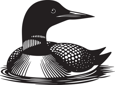 recommend clip art: silhouettes of loon bird vector art illustration