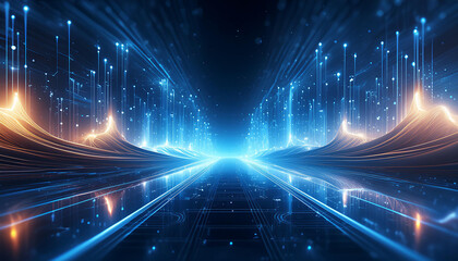 Futuristic Technology Background with Glowing Lines