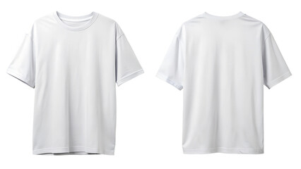 white oversized t shirt front and back for mockup isolated on white background