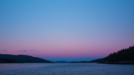 Fototapeta premium Twilight bathes the sky in a tranquil palette of soft pinks and blues, a fleeting transition.