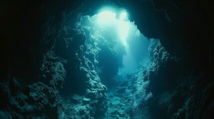 Underwater caves beckon with mysteries, hidden realms of darkness and discovery.