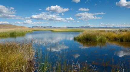 Fototapeta premium Wetlands provide crucial habitats and natural water filtration systems