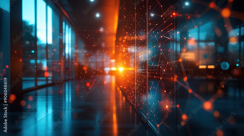 Poster abstract digital office with data patterns