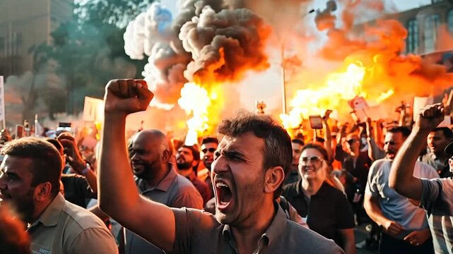 People protesting on a street