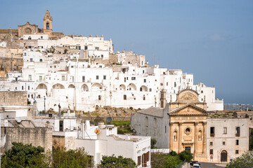 View of the famous white old town of Ostuni in Puglia, Italy