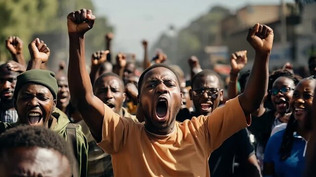 People protesting on a street