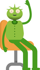 Cute Monster Character Sitting on Chair
