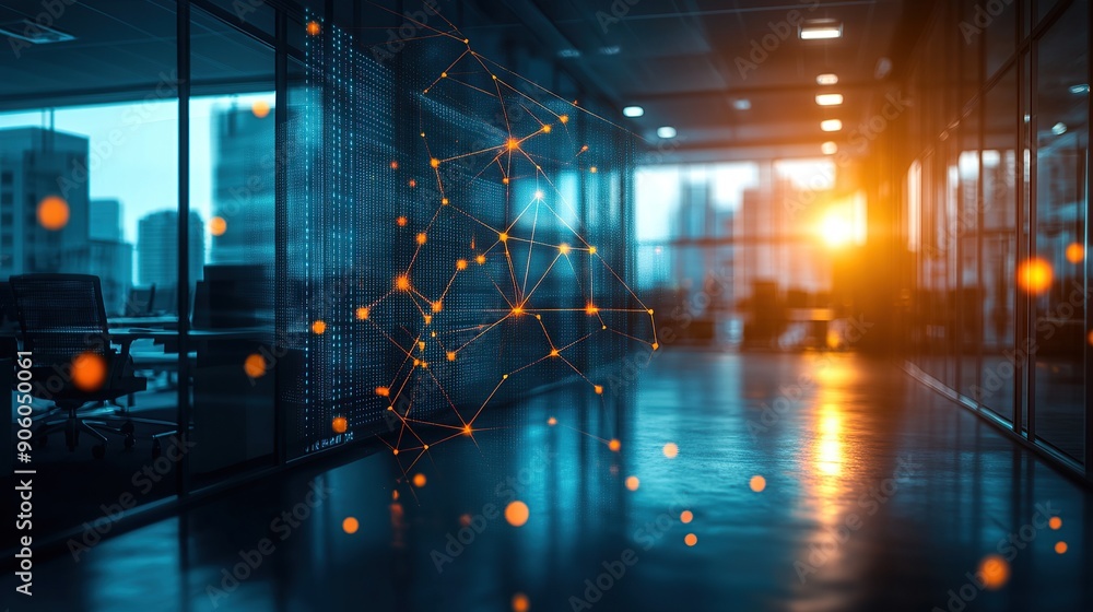 Poster tech office with network visualization