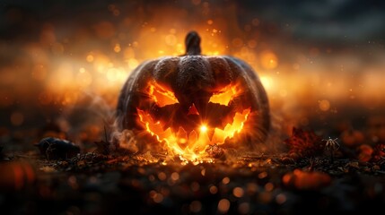 A pumpkin patch with eerie pumpkins, haunted scarecrows, and ghostly apparitions