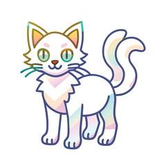 Obraz premium Cartoon Illustration of a White Cat with Rainbow Gradient