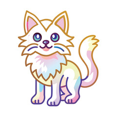 Obraz premium A White Cat with Rainbow-Colored Fur and Big Blue Eyes