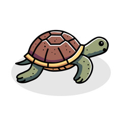 vector illustration of a turtle in cartoon, minimalist and flat style isolated on white background