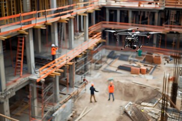 Drone Surveying Construction Site: Aerial Inspection of Building Progress