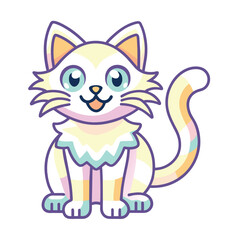 Obraz premium A Cute Cartoon Cat with Pastel Fur and Big Eyes