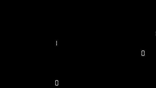 0と1の数字が画面内のランダムな位置に表示されるアニメーション　ループ　10秒　黒背景　白黒・アルファチャンネル