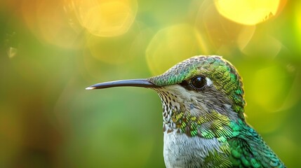 Obraz premium Hummingbird Portrait with Eyes Glowing in the Sun 