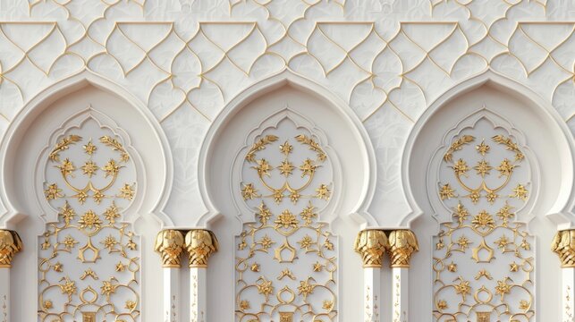 Luxurious Arabic White and Gold Islamic Ornamental Background