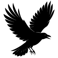 Flying crow silhouette vector illustration