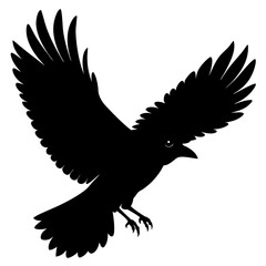 Flying crow silhouette vector illustration