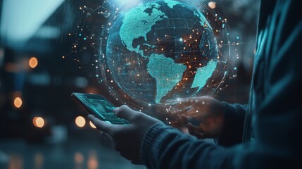 Connecting businesses digitally using tablet with global internet network in business communication