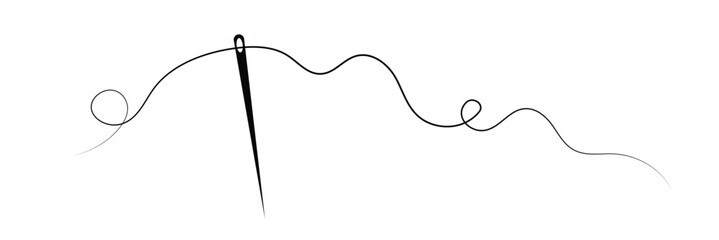 Thread with sewing needles on white background. Modern design icon. Vector illustration.