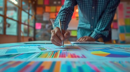 Business strategist presenting a growth plan, rightaligned, pastel background, high resolution, more clarity with clear light and sharp focus , high detailed ,