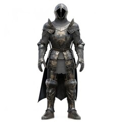 3D Render, Low Poly style of a knight's full plate armor set, on isolated white background