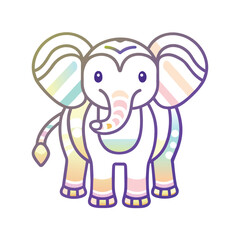 Obraz premium Cartoon illustration of a colorful elephant with a rainbow pattern