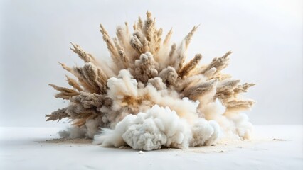 A Brown and White Powder Explosion Against a White Background