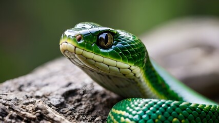 Obraz premium green snake on a branch